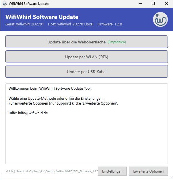 WifiWhirl Update Tool unter Windows